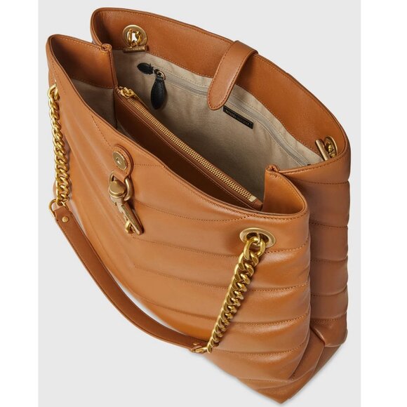 NWT Rebecca Minkoff Edie MAXI LARGE Leather Shoulder Tote Caramello AUTHENTIC - Picture 4 of 11